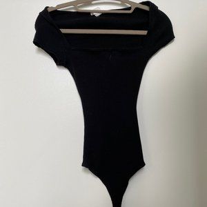 Black Square Neck Bodysuit